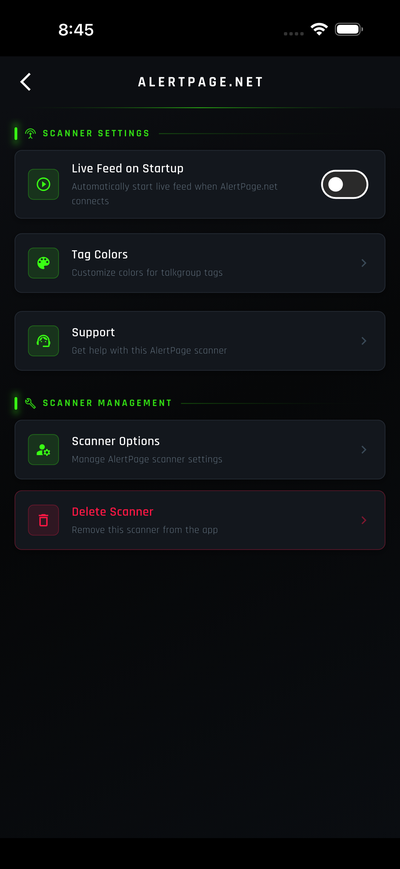 Delete Scanner option