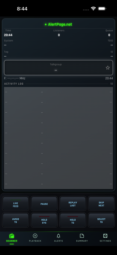 Scanner home screen